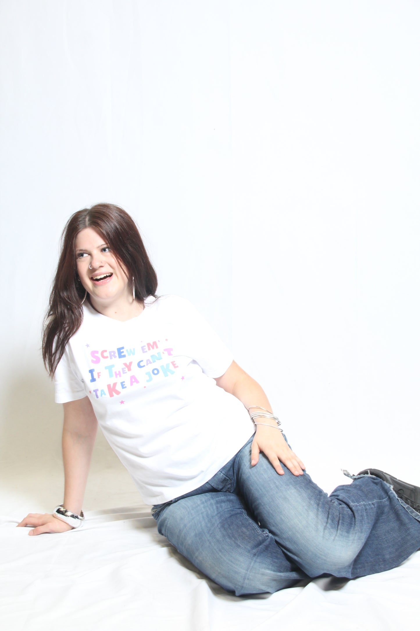 The Screw Em If They Can't Take a Joke Baby Tee White