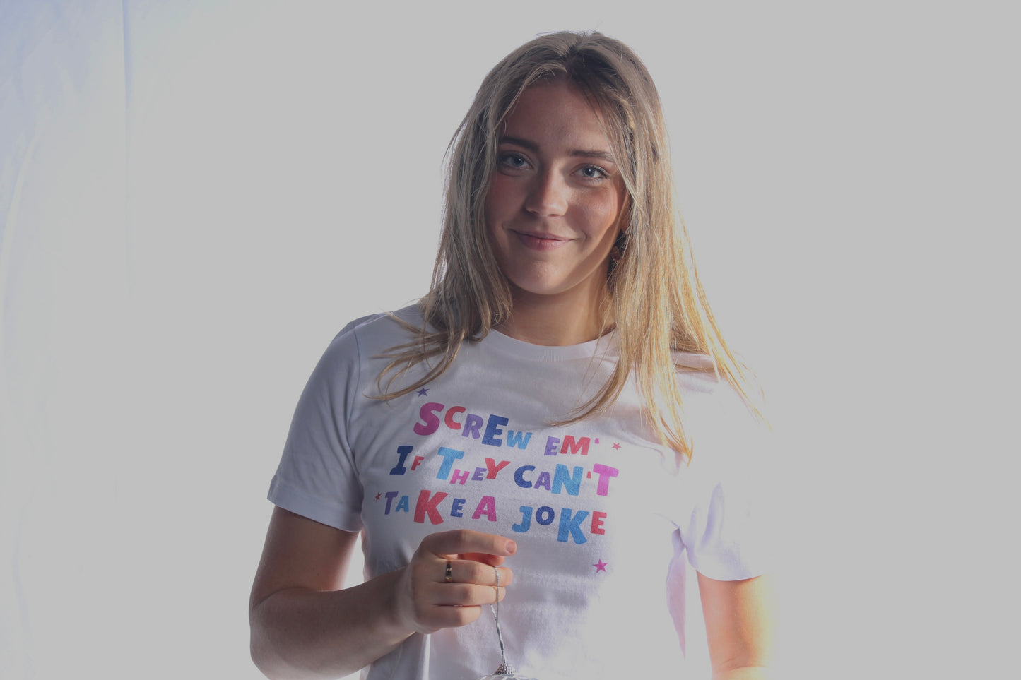 The Screw Em If They Can't Take a Joke Baby Tee White