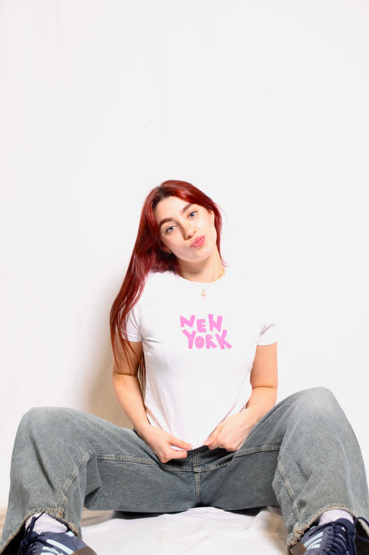 The New York Baby Tee White