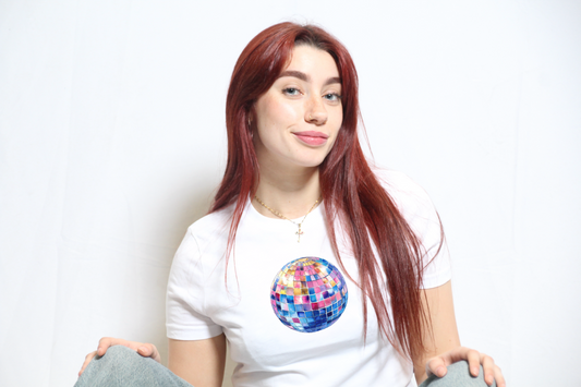 The Disco Ball White Baby Tee