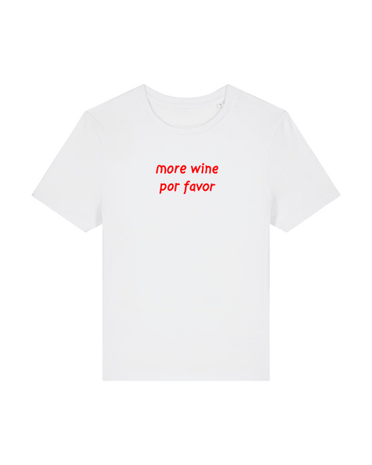 The More Wine Por Favor Baby Tee White