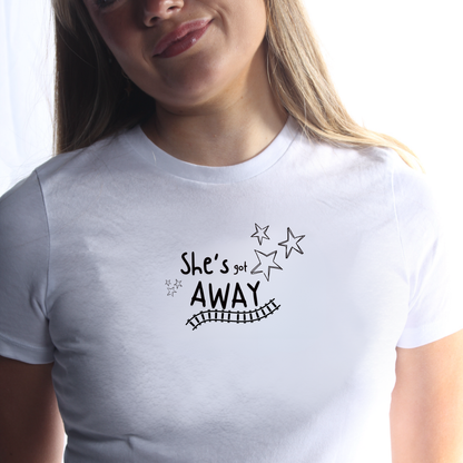 The She’s Got Away Baby Tee White